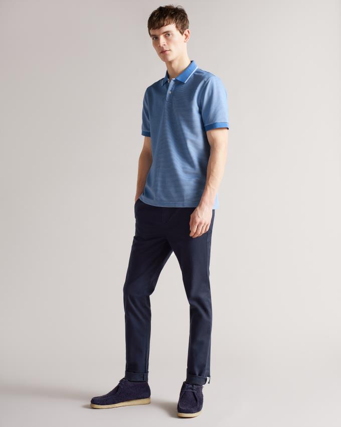 Polo Ted Baker Short Sleeve Striped Bleu Homme | KOD-81267645